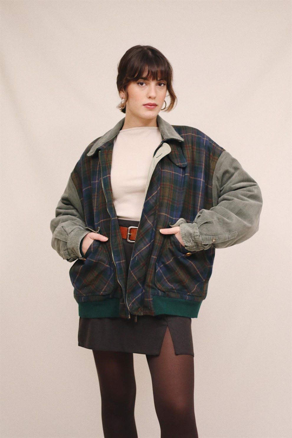 Flannel Wool Bomber Coat