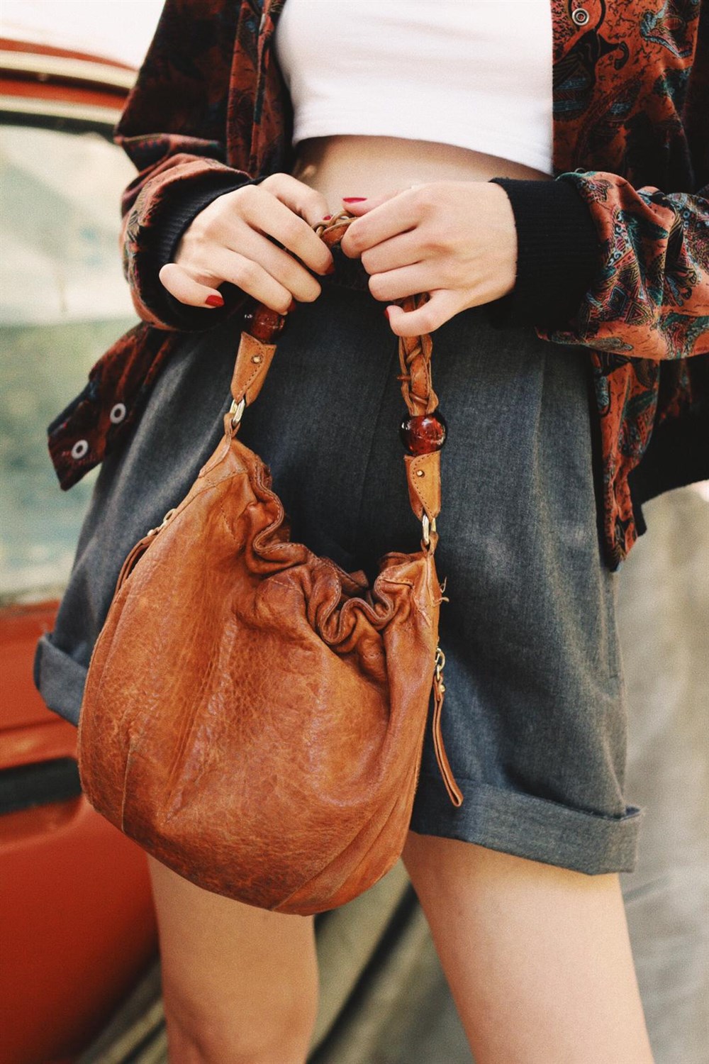 Org. Leather Büzgülü Bag