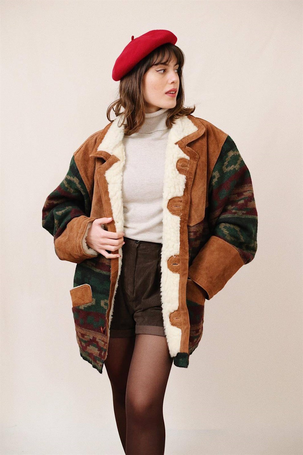 Orj. Süet Deri Aztek Mont