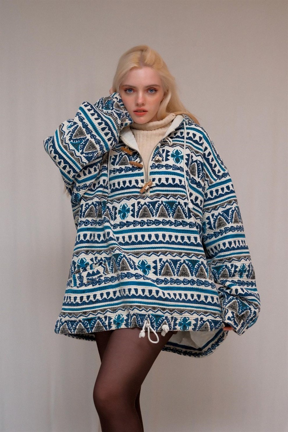 Oversize Desenli Hoodie