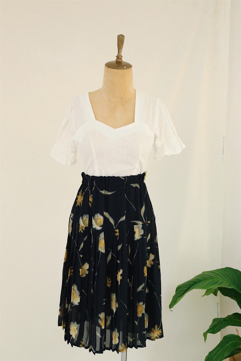 Pileli Floral Etek