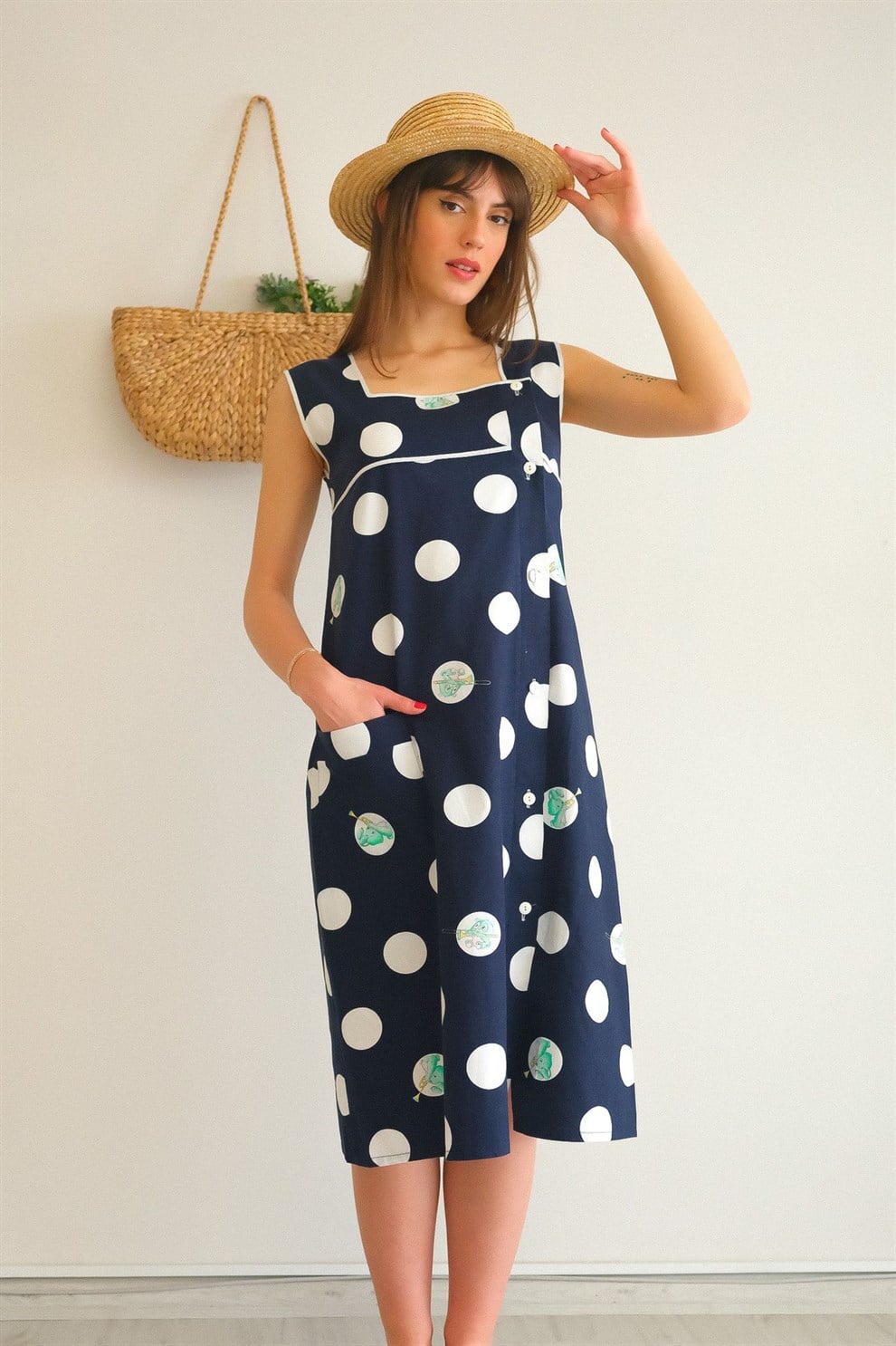 Puantiyeli 90lar Elbise