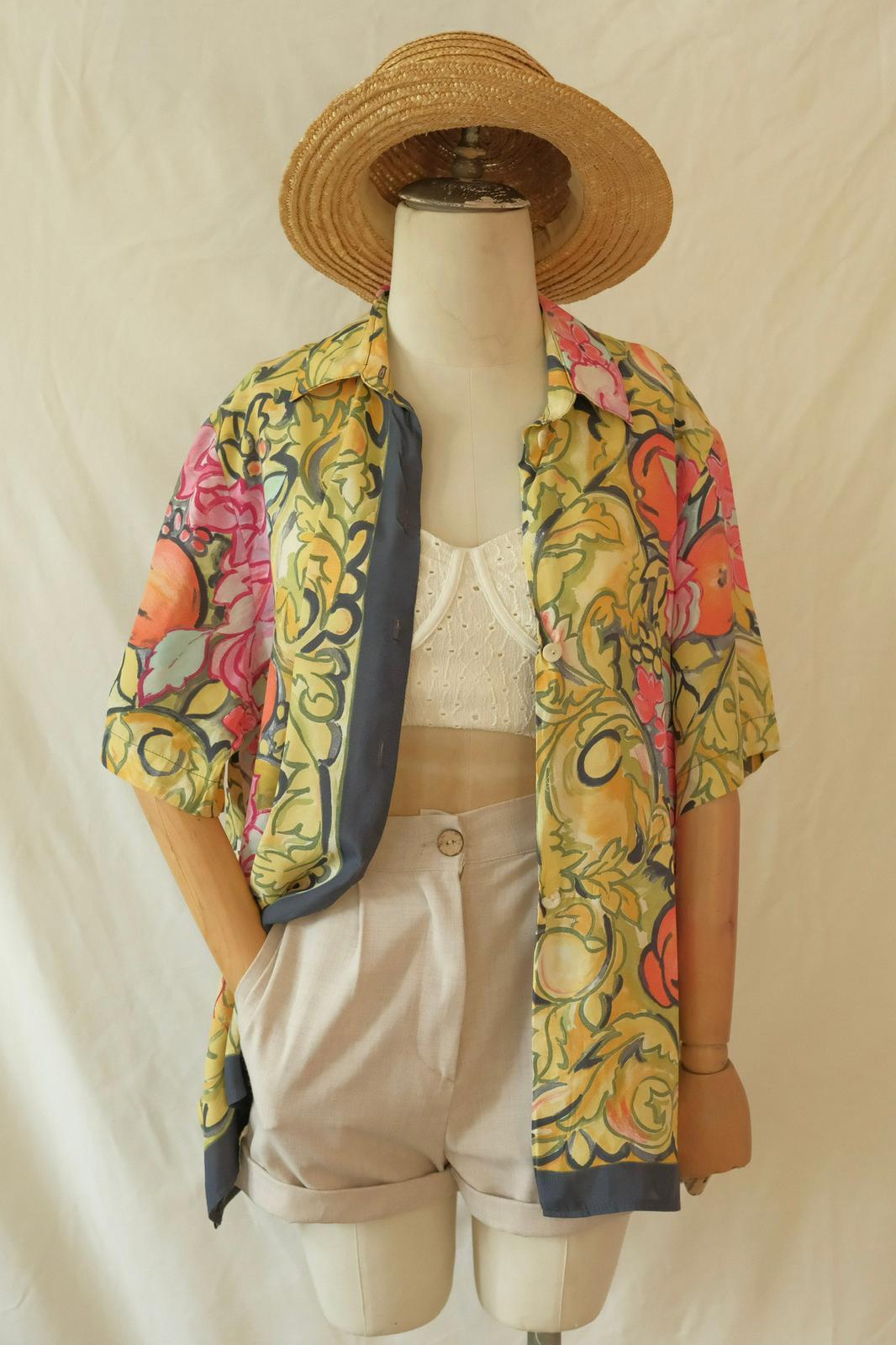 Sulu Boya Desenli Gömlek