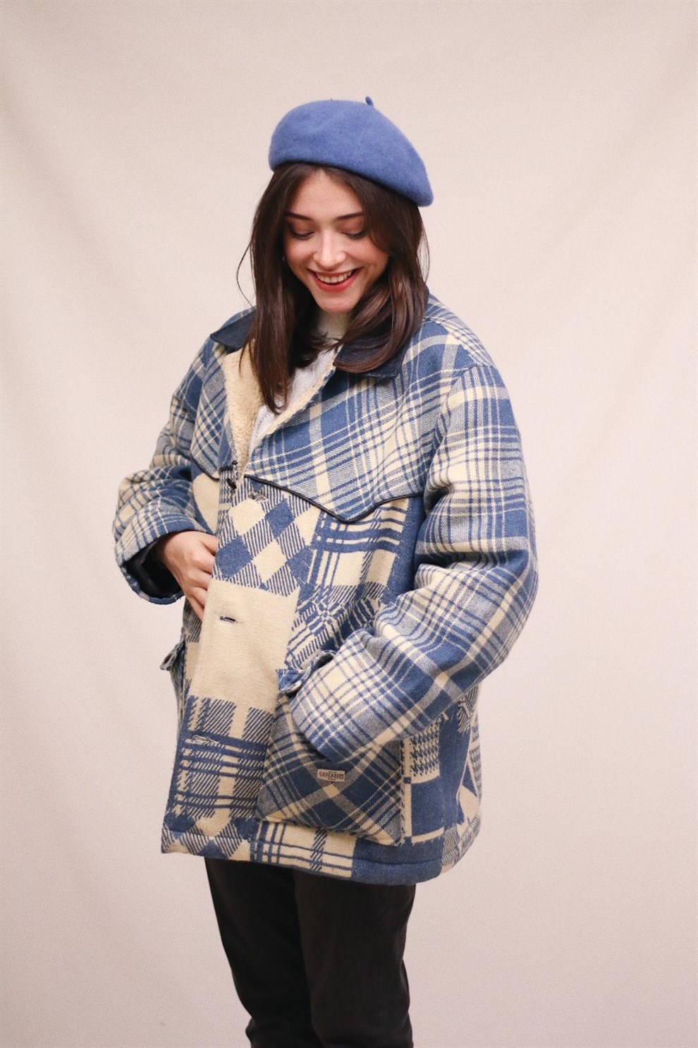 Suni Furry Plaid Coat