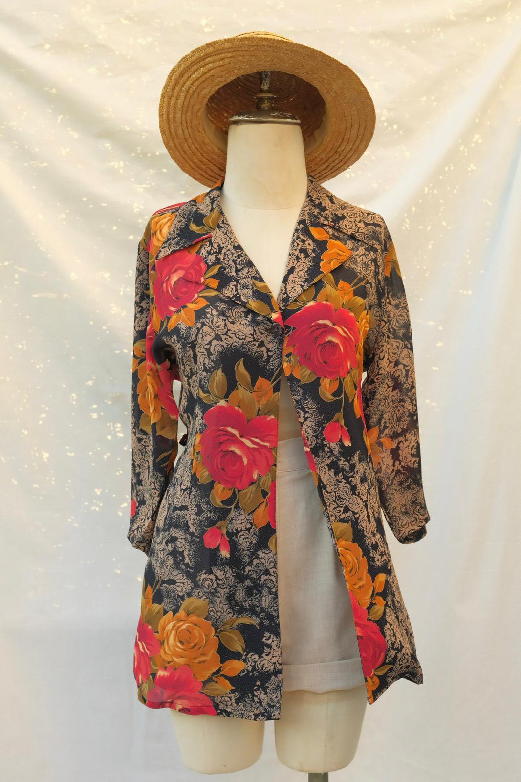 Tek Düğme Floral Gömlek