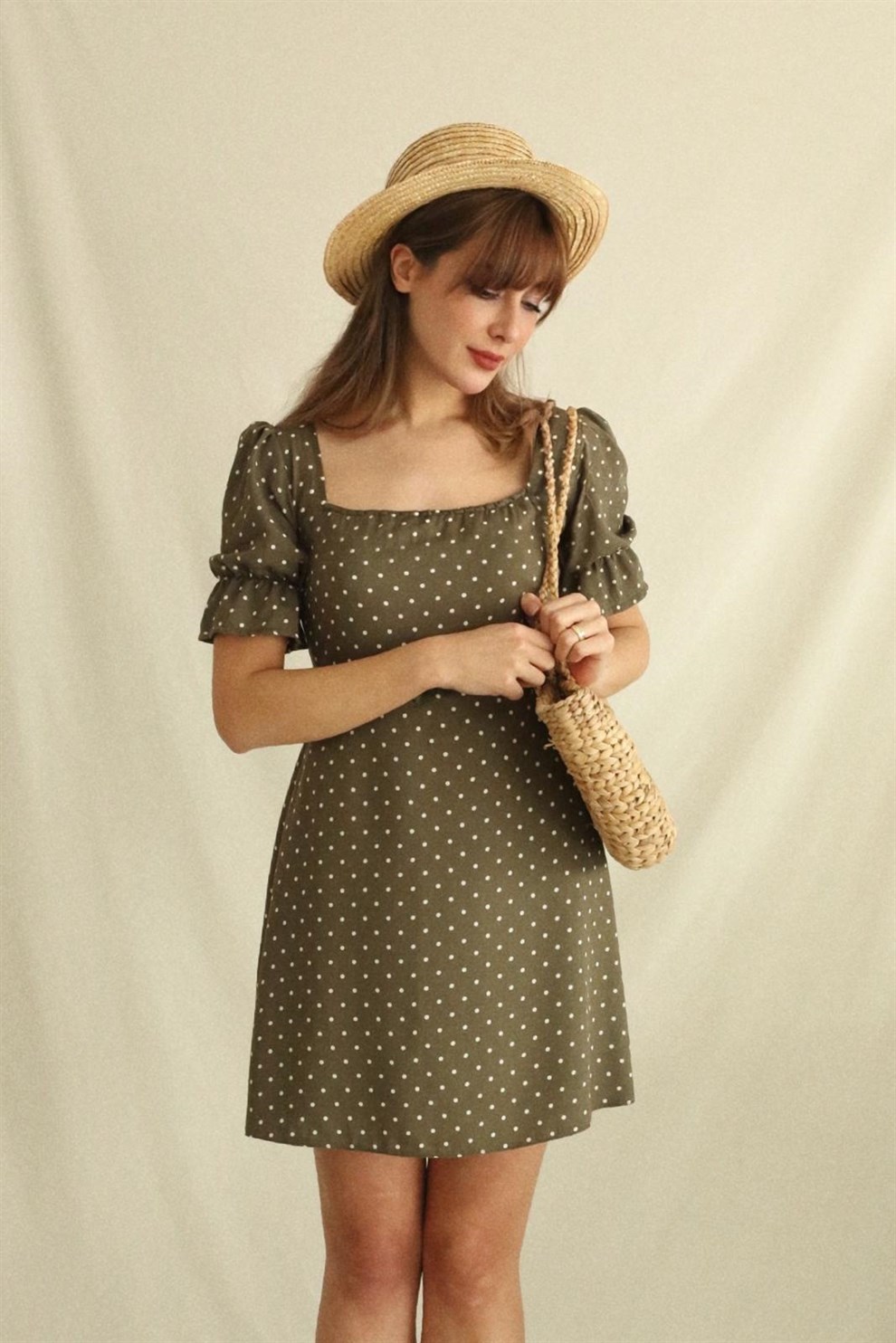 Yeşil Puantiyeli Clementine Elbise