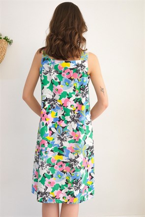 90lar Floral Elbise