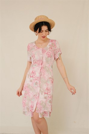90lar Floral Elbise