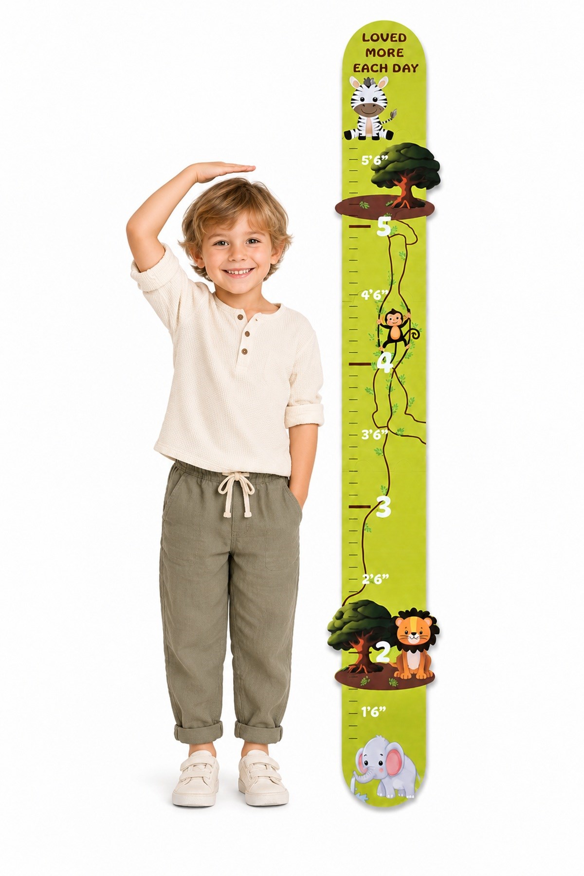 Jungle Safari Premium Ahşap Çocuk Boy Ölçüm Cetveli