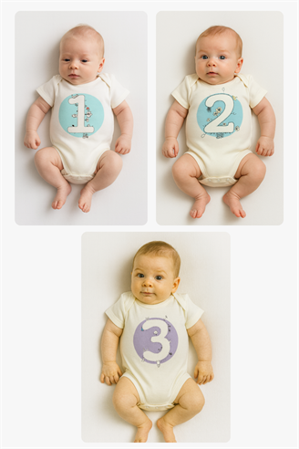 Bee Berry Kids Organik GOTS Sertifkalı 3'lü Unısex Bebek Body - 1,2,3 Ay