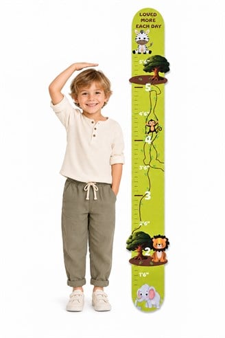 Jungle Safari Premium Ahşap Çocuk Boy Ölçüm Cetveli