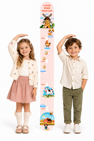 Little Farm Premium Ahşap Çocuk Boy Ölçüm Cetveli