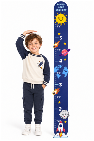 Space Adventure Premium Ahşap Çocuk Boy Ölçüm Cetveli