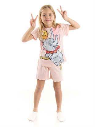 Dumbo Lisanslı Kız Çocuk Tişört ve Şortlu Pijama Takımı 20974