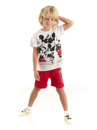 Mickey Mouse Lisanslı Erkek Çocuk Tişört ve Şortlu Pijama Takımı 20983