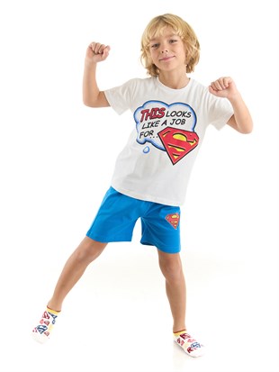 Superman Lisanslı Erkek Çocuk Tişört ve Şortlu Pijama Takımı 20972