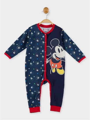 Mickey Mouse Lisanslı Erkek Bebek Önden Çıtçıtlı Tulum 19955 | Supermino