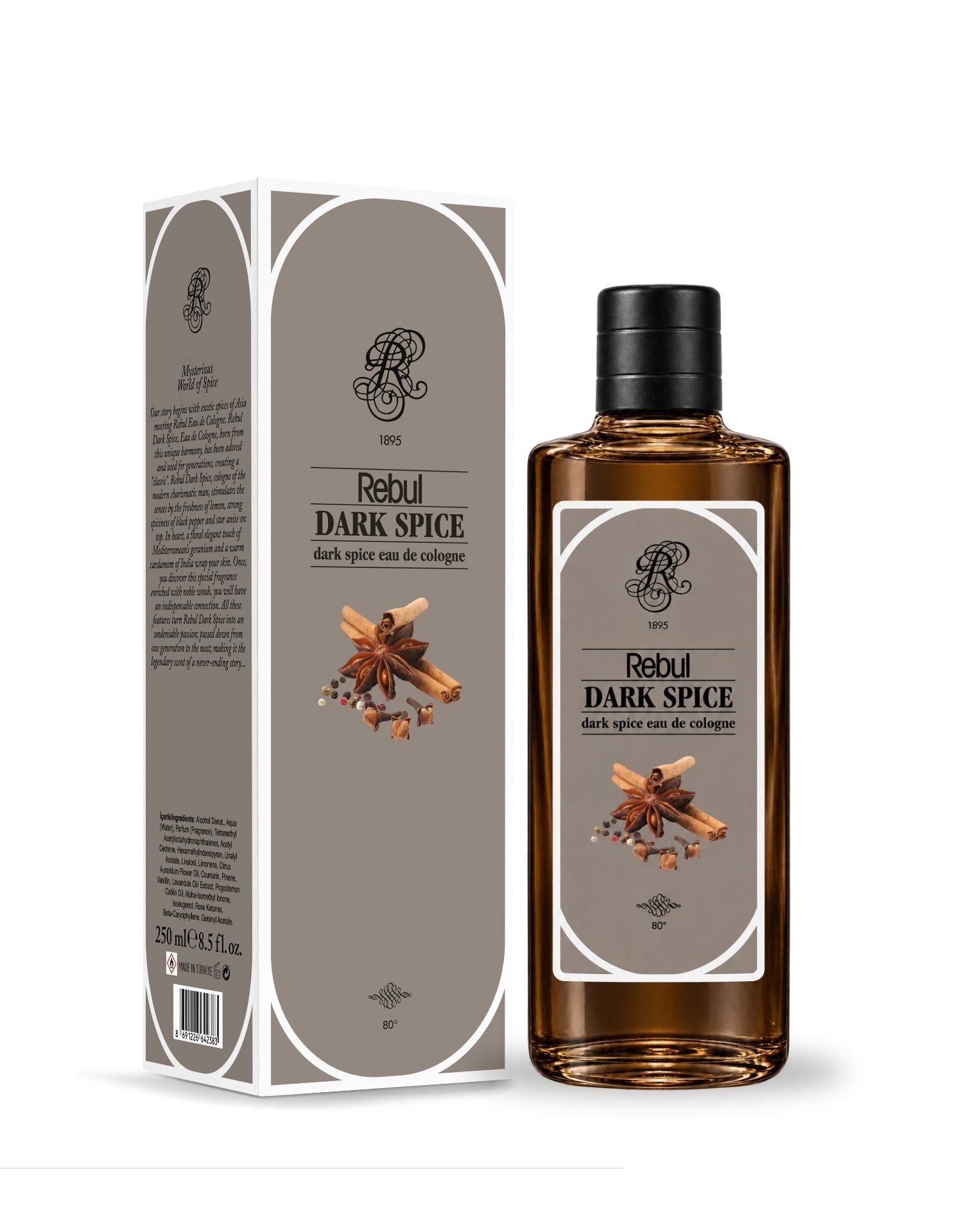 Rebul Dark Spice EDC Kolonya 250 ml Cam Şişe