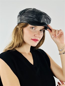 Deri Siyah Renk İthal Düz Baretta Şapka