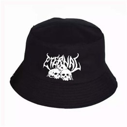 Siyah Gothic Nakışlı Kova Şapka Balıkçı Şapka Bucket Hat