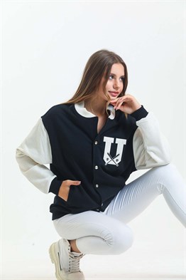 Usa Logolu Unisex Oversize Kolej Ceketi
