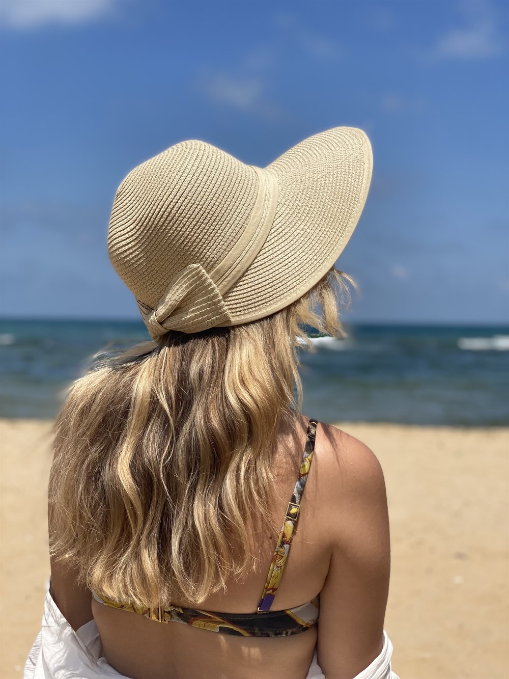 Kadın Hasır Plaj Şapkası Krem