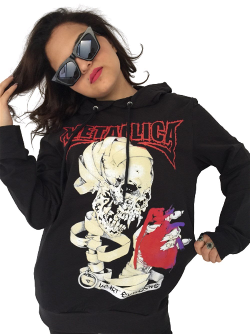 Metallica Kurukafa Kapüşonlu Sweatshirt