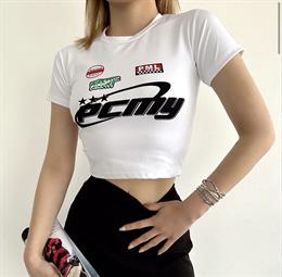 Bisiklet Yaka Kadın Pcmy Crop T-Shirt