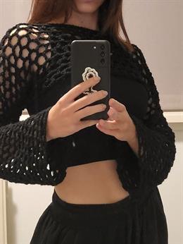 Long Sleeve Bolero Black Knit Top Bluz
