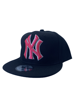 Unisex Siyah New York Yankees Logo Ombre Pembe Logo Hiphop Cap