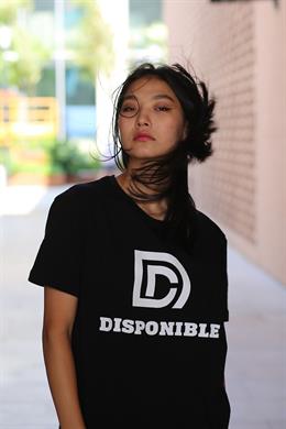 Unisex Siyah Tasarım Baskılı Disponible T-shirt