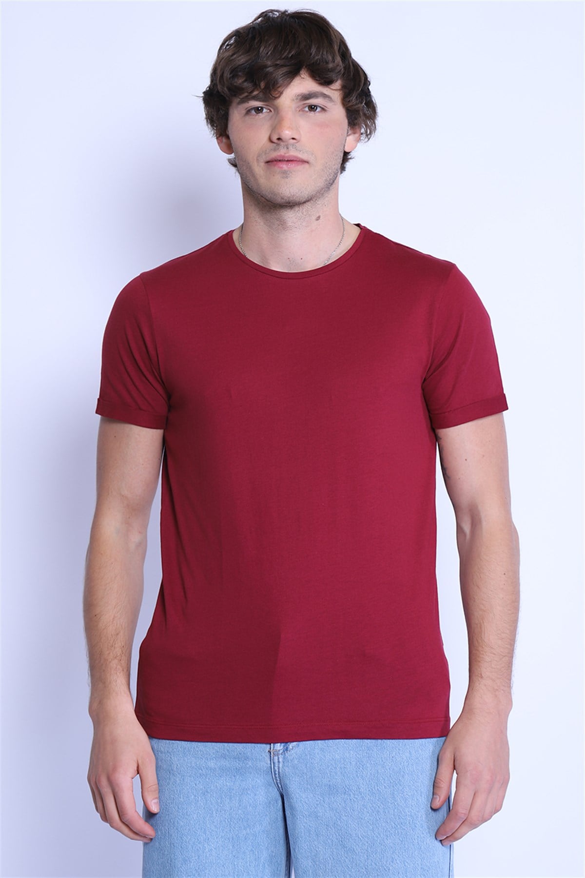 Erkek   Bisiklet Yaka Tshirt Ets 1828 BORDOErkek   Bisiklet Yaka Tshirt Ets 1828 BORDO