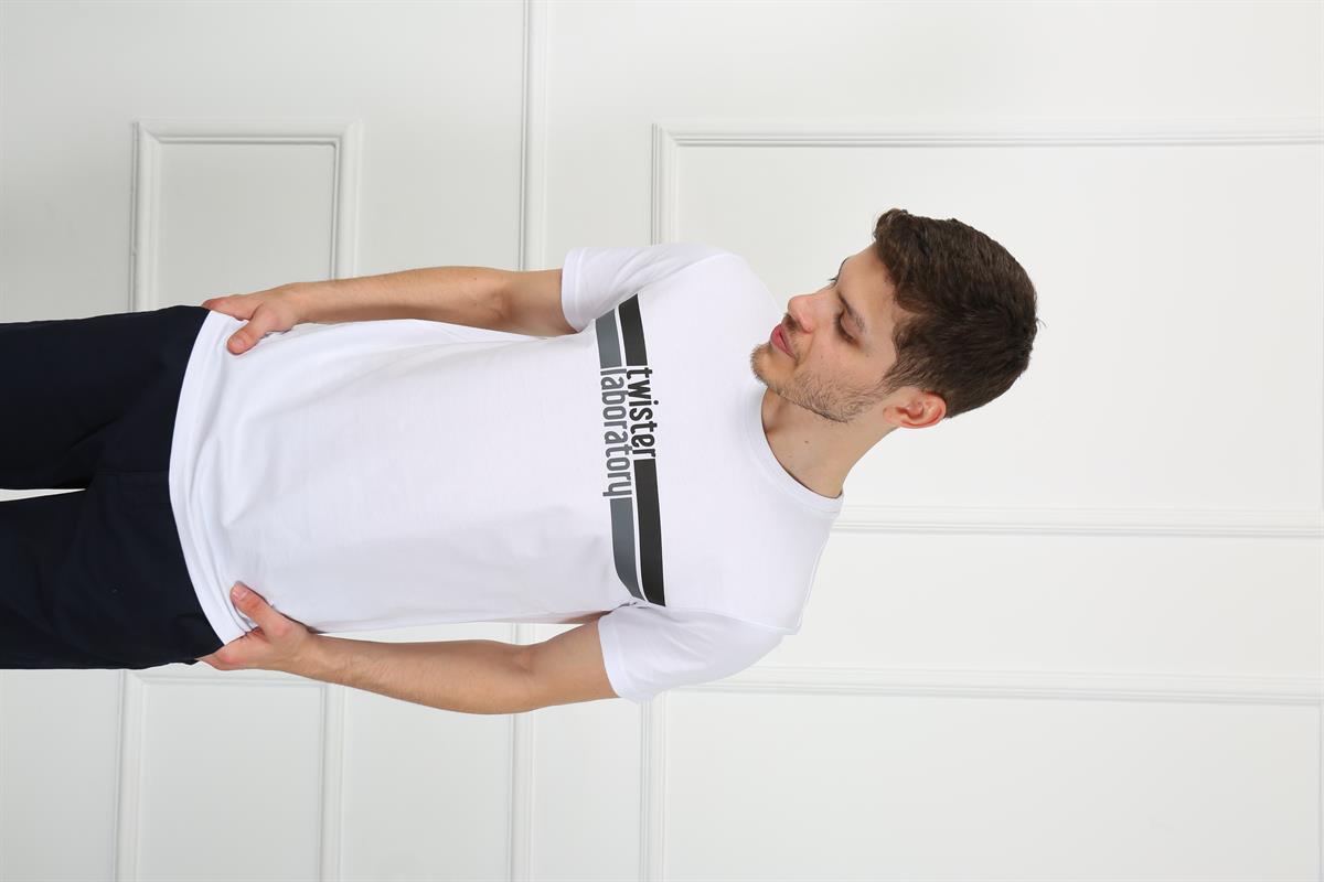 Erkek   Bisiklet Yaka Tshirt Ets 2075 BEYAZErkek   Bisiklet Yaka Tshirt Ets 2075 BEYAZ