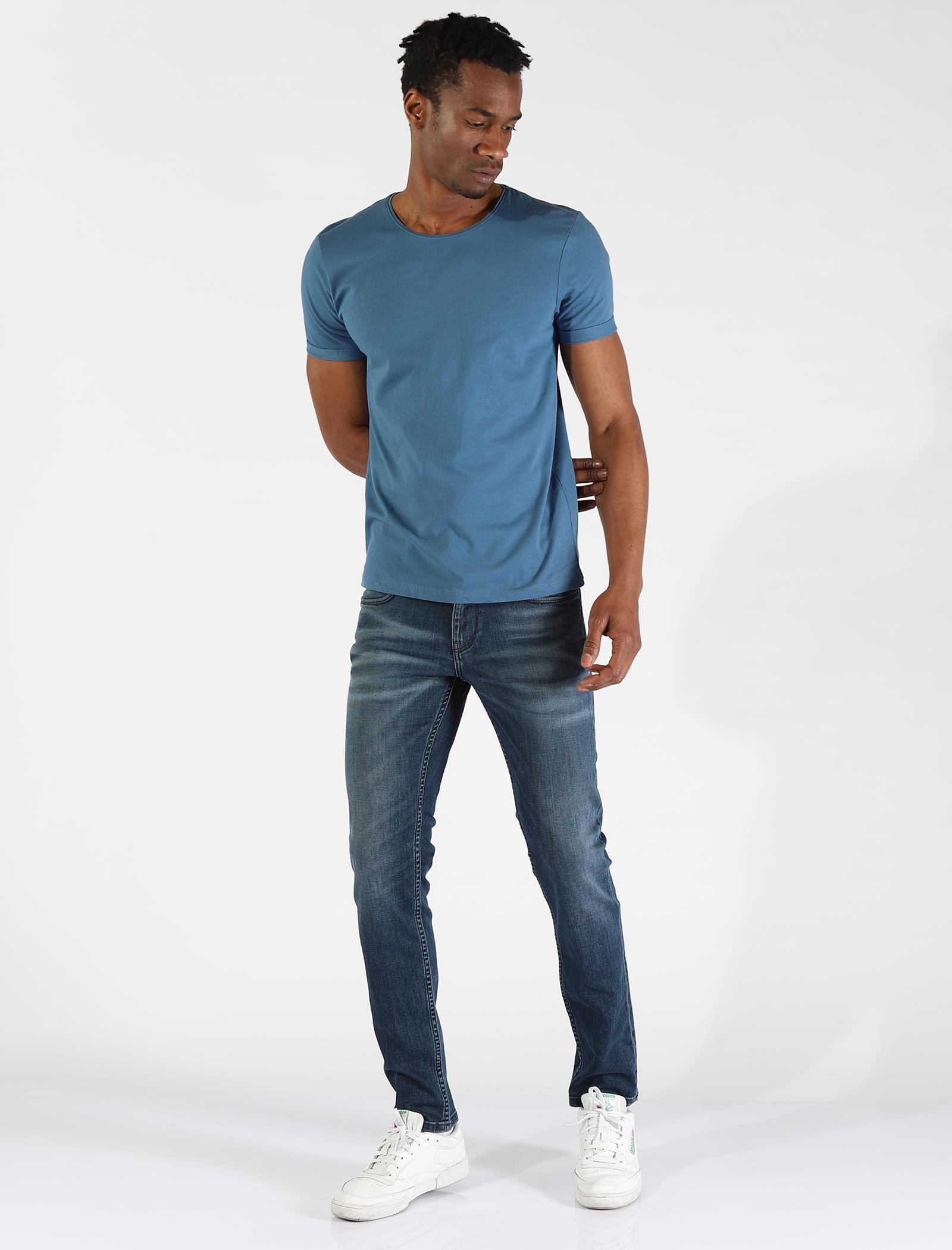 Erkek   Bisiklet Yaka Tshirt Ets 1828 PETROLErkek   Bisiklet Yaka Tshirt Ets 1828 PETROL