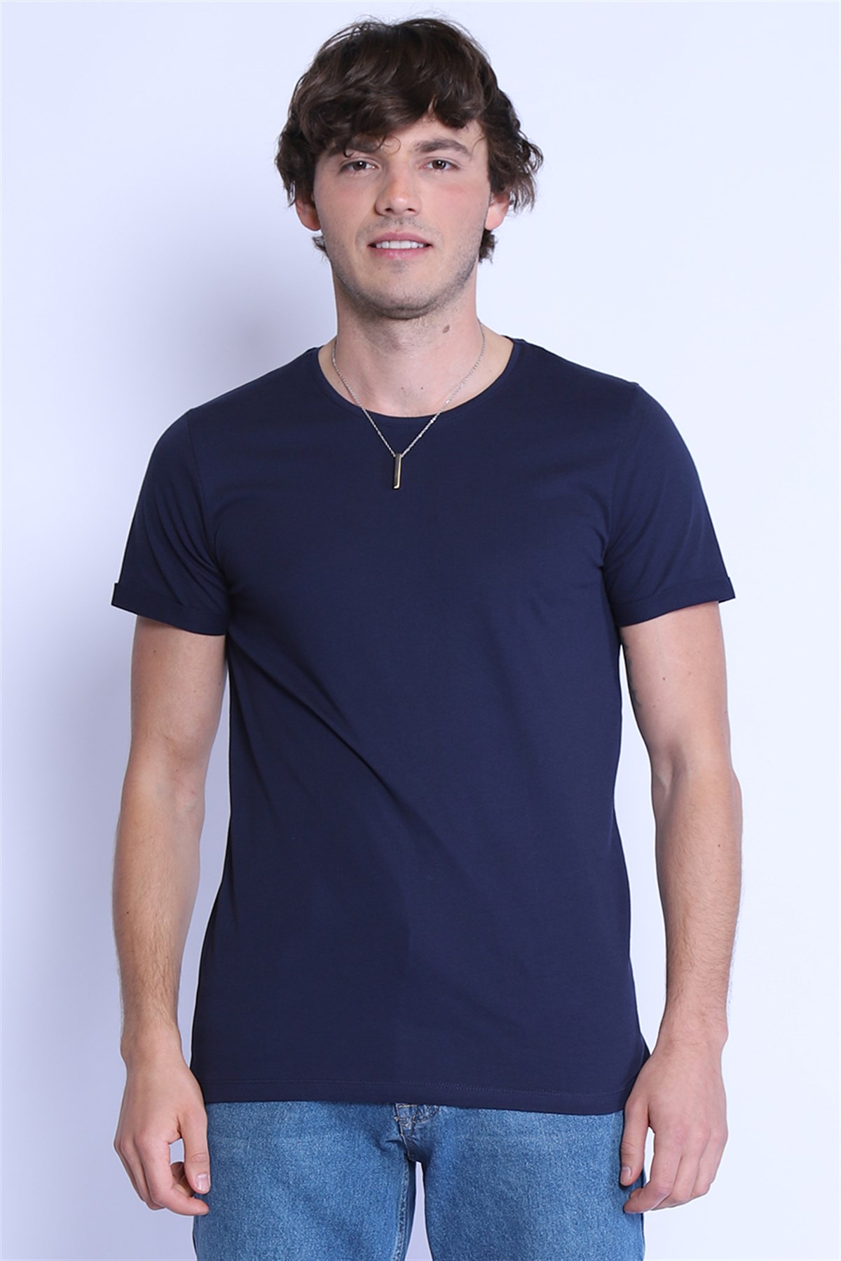 Erkek   Bisiklet Yaka Tshirt Ets 1828 LACIVERTErkek   Bisiklet Yaka Tshirt Ets 1828 LACIVERT