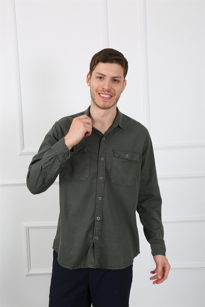 Erkek Regular Fit Gömlek Eg 1833-01 OLIVEErkek Regular Fit Gömlek Eg 1833-01 OLIVE