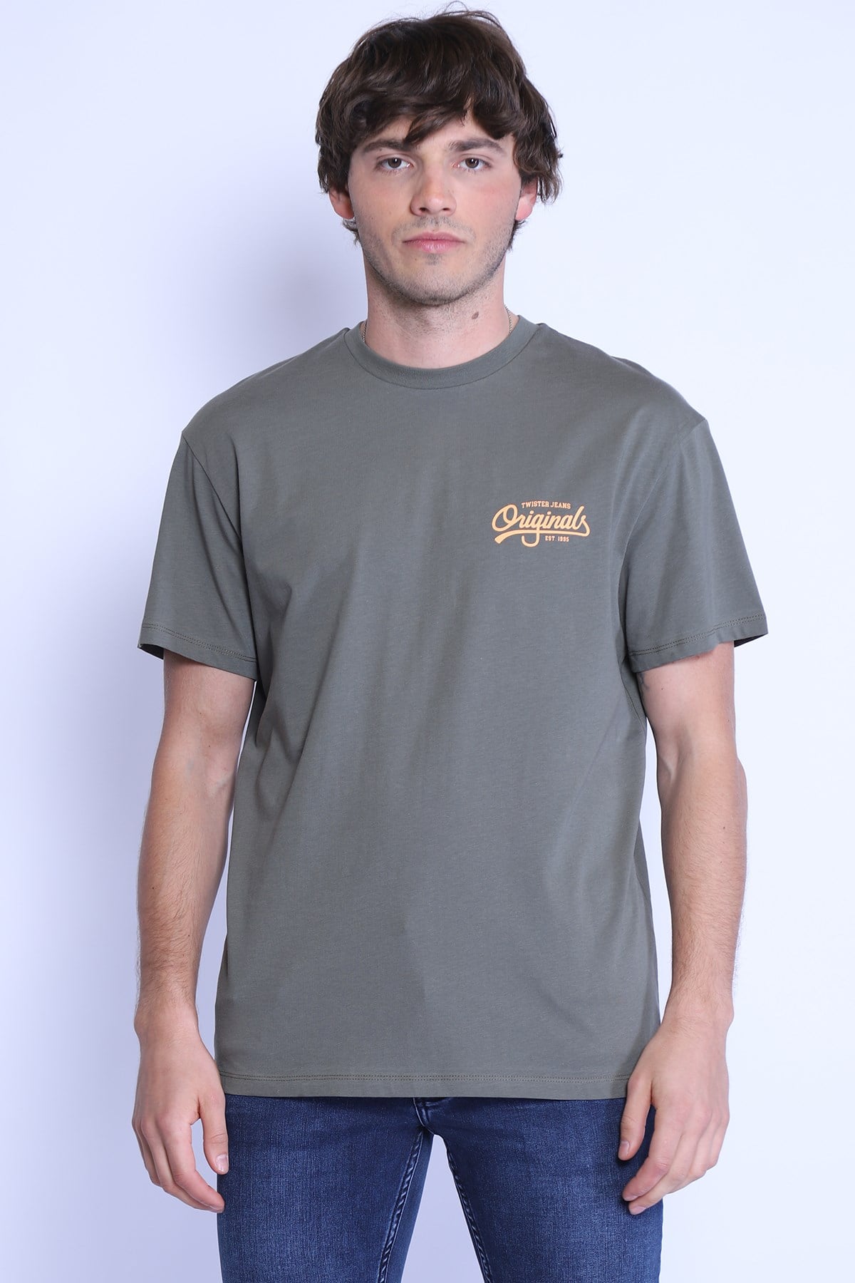 Erkek Relaxed  Bisiklet Yaka Tshirt Ets 2154 A.HAKİ-TURUNCUErkek Relaxed  Bisiklet Yaka Tshirt Ets 2154 A.HAKİ-TURUNCU