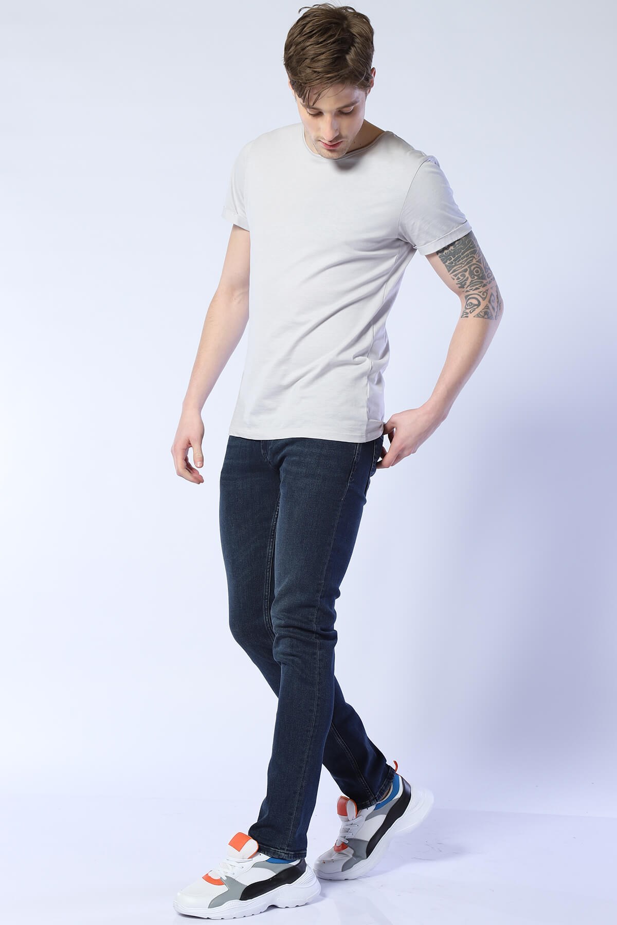 Erkek Skinny Fit  Düşük Bel Pantolon Panama 627-01 Black-BlueErkek Skinny Fit  Düşük Bel Pantolon Panama 627-01 Black-Blue