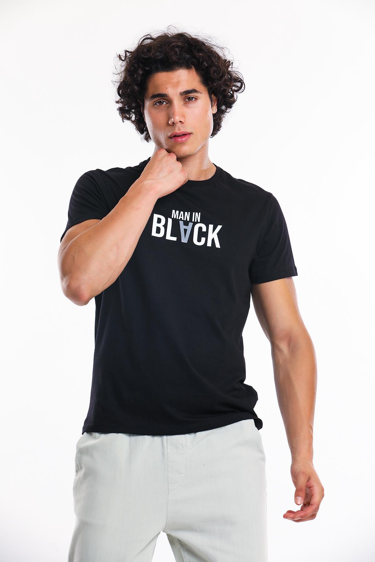 Erkek Slim Fit  Bisiklet Yaka Tshirt Ets 2089 SIYAHErkek Slim Fit  Bisiklet Yaka Tshirt Ets 2089 SIYAH