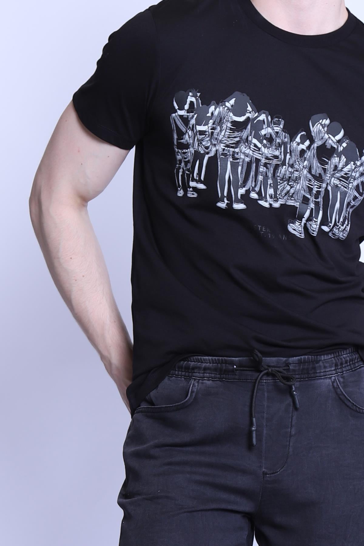 Erkek Slim Fit  Bisiklet Yaka Tshirt Ets 2096 ab SIYAHErkek Slim Fit  Bisiklet Yaka Tshirt Ets 2096 ab SIYAH