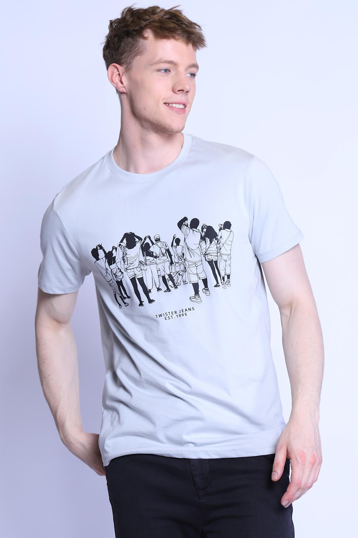 Erkek Slim Fit  Bisiklet Yaka Tshirt Ets 2096 GRIErkek Slim Fit  Bisiklet Yaka Tshirt Ets 2096 GRI