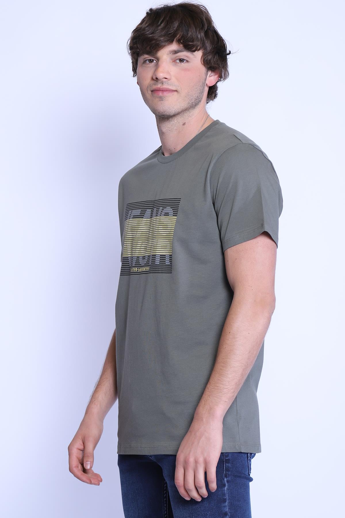 Erkek Slim Fit  Bisiklet Yaka Tshirt Ets 2092 A.HAKIErkek Slim Fit  Bisiklet Yaka Tshirt Ets 2092 A.HAKI