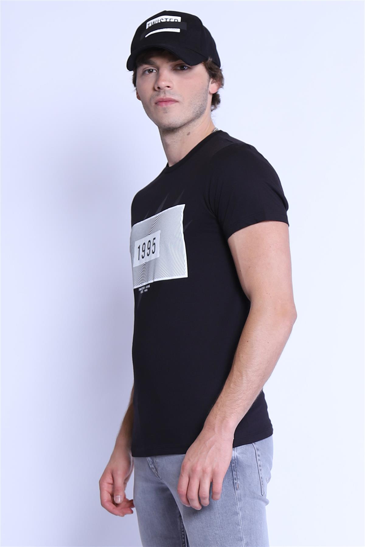 Erkek Slim Fit  Bisiklet Yaka Tshirt Ets 2069 ab SIYAHErkek Slim Fit  Bisiklet Yaka Tshirt Ets 2069 ab SIYAH
