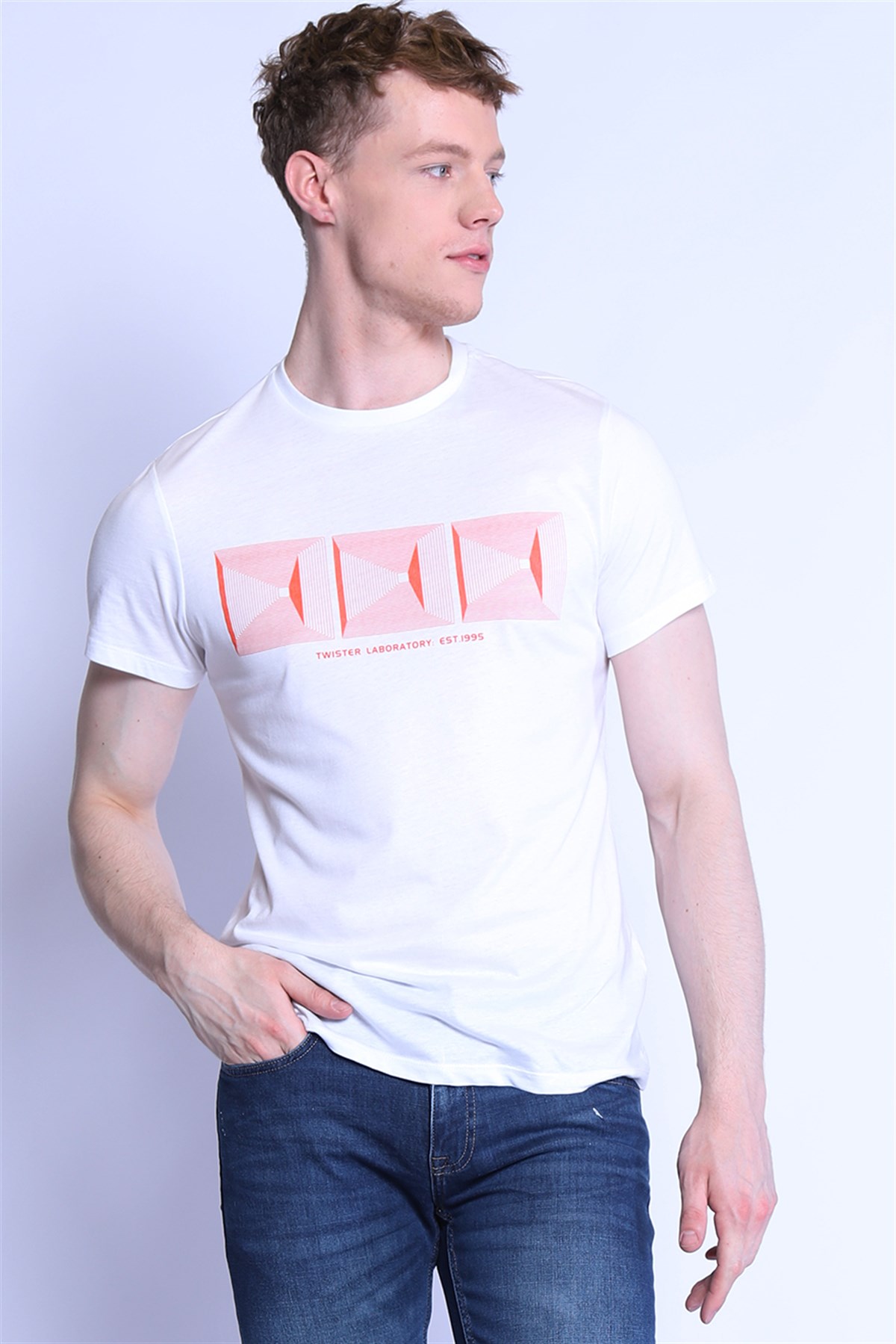 Erkek Slim Fit  Bisiklet Yaka Tshirt Ets 2074 BEYAZErkek Slim Fit  Bisiklet Yaka Tshirt Ets 2074 BEYAZ