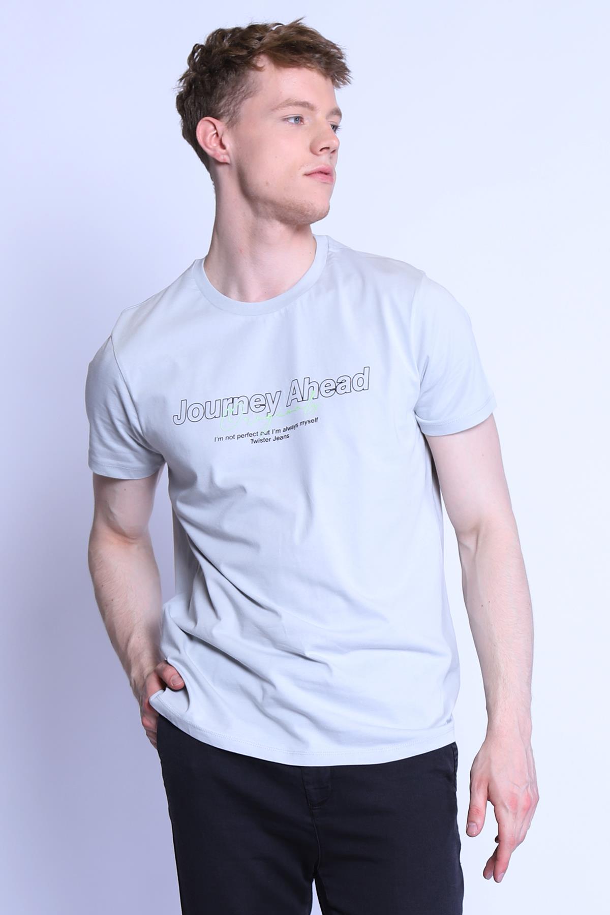 Erkek Slim Fit  Bisiklet Yaka Tshirt Ets 2155 A.GRİErkek Slim Fit  Bisiklet Yaka Tshirt Ets 2155 A.GRİ