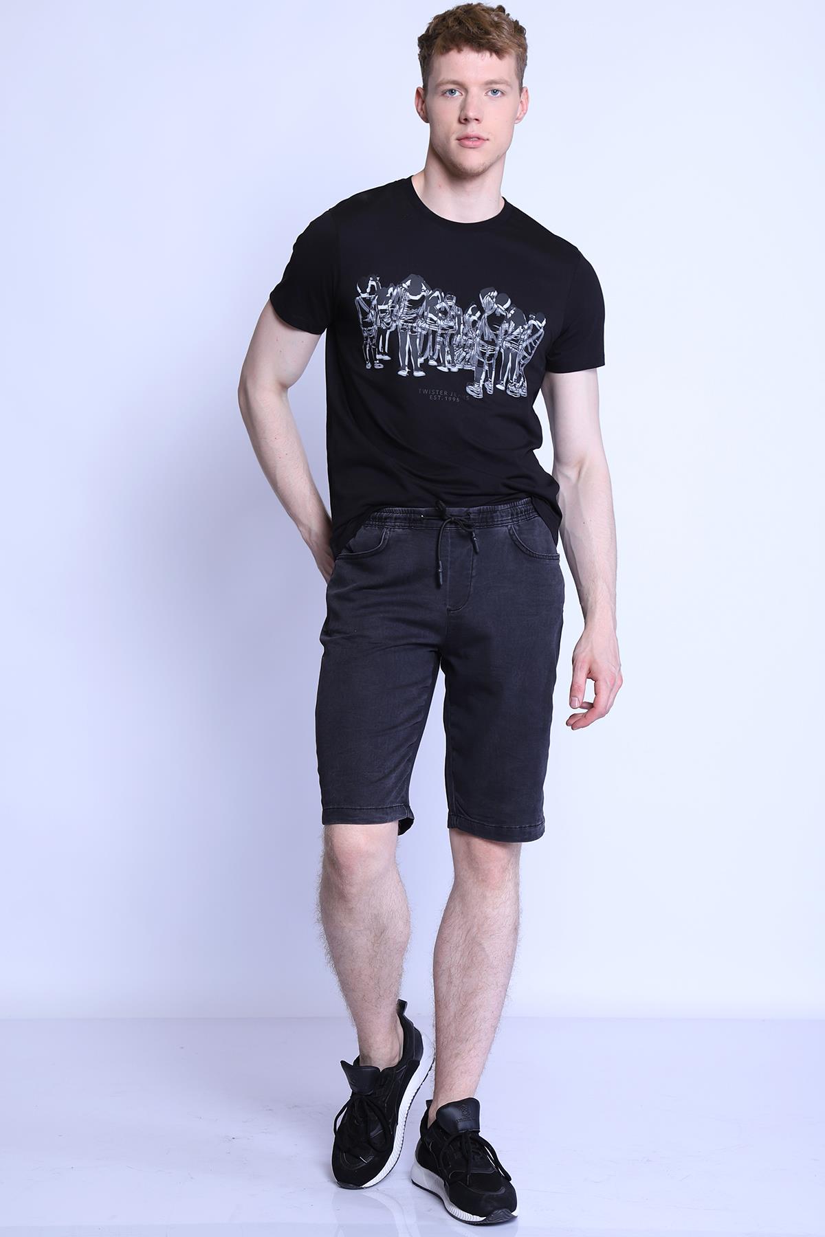 Erkek Slim Fit  Bisiklet Yaka Tshirt Ets 2096 SIYAHErkek Slim Fit  Bisiklet Yaka Tshirt Ets 2096 SIYAH