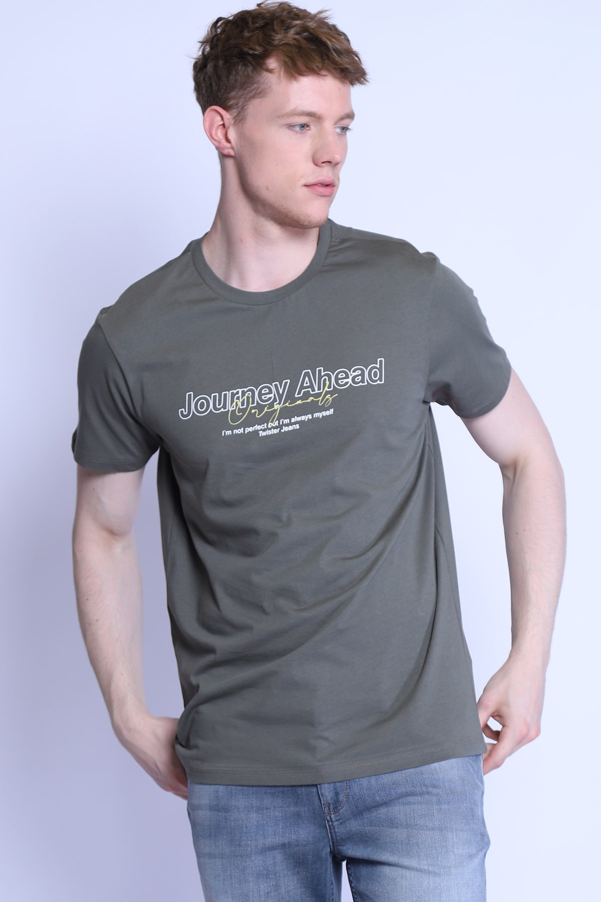 Erkek Slim Fit  Bisiklet Yaka Tshirt Ets 2155 A.HAKIErkek Slim Fit  Bisiklet Yaka Tshirt Ets 2155 A.HAKI