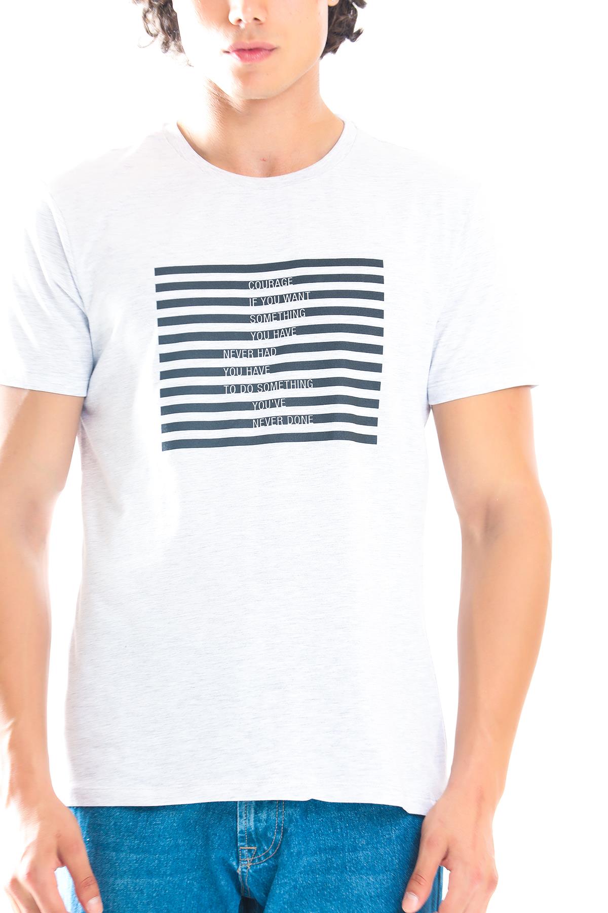 Erkek Slim Fit  Bisiklet Yaka Tshirt Ets 2072 ab GRI MELANJErkek Slim Fit  Bisiklet Yaka Tshirt Ets 2072 ab GRI MELANJ