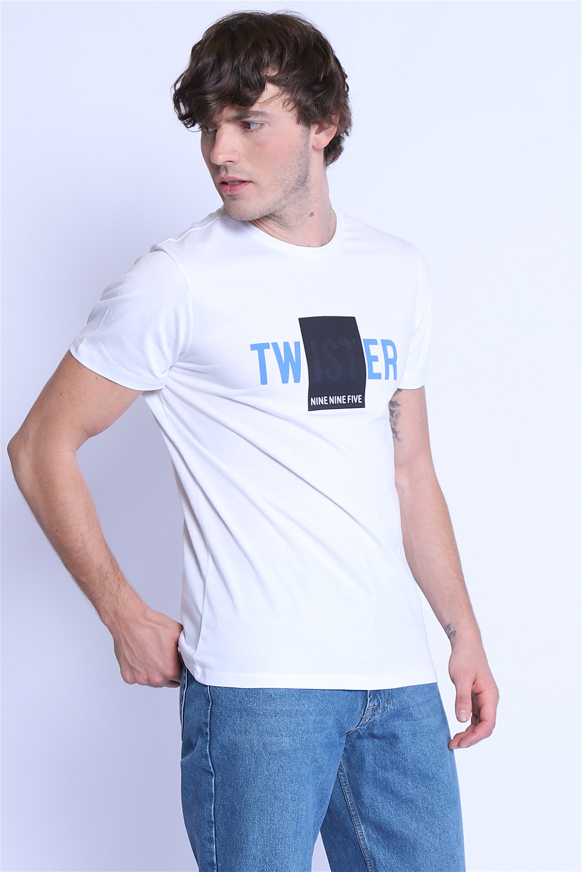 Erkek Slim Fit  Bisiklet Yaka Tshirt Ets 2091 BEYAZErkek Slim Fit  Bisiklet Yaka Tshirt Ets 2091 BEYAZ