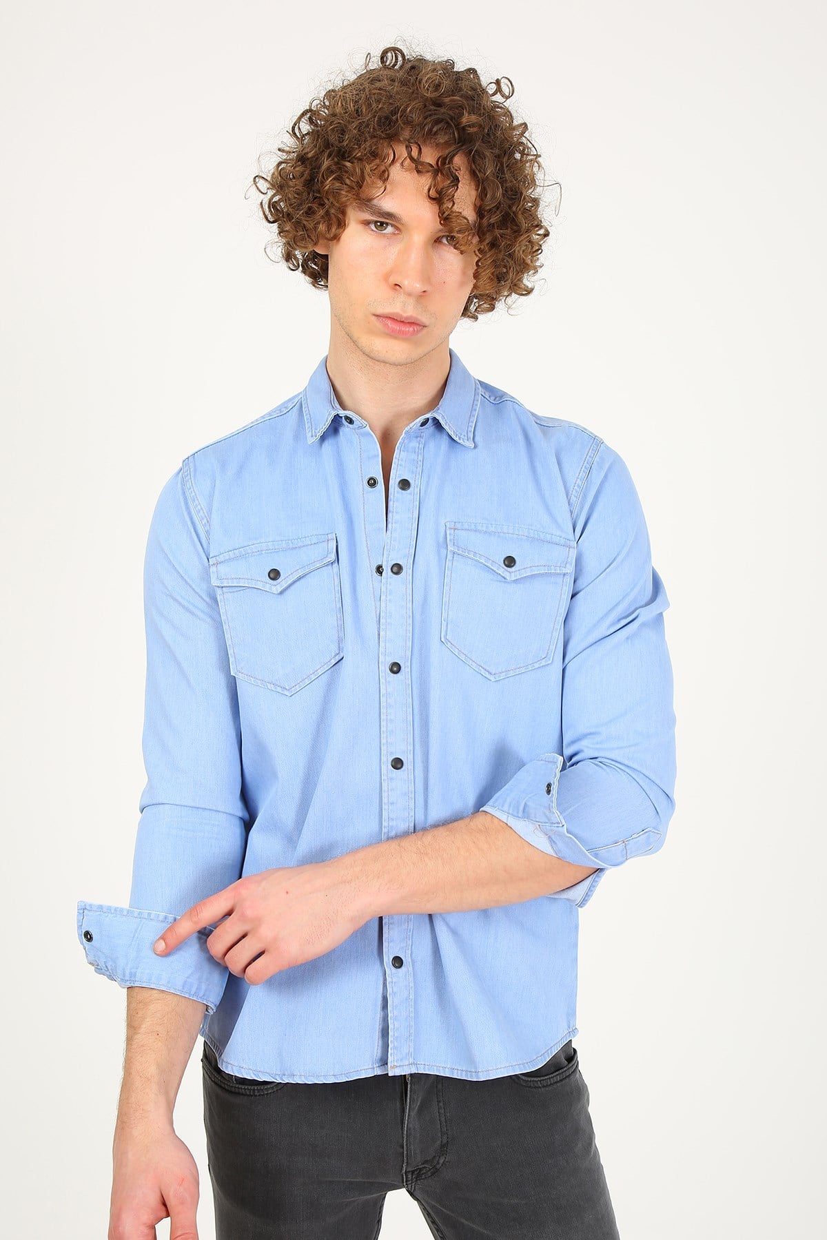 Erkek Slim Fit Gömlek Eg 1714-14 MAVIErkek Slim Fit Gömlek Eg 1714-14 MAVI